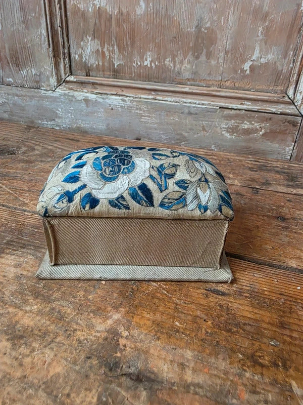 Victorian Silk Needlepoint Sewing Box / Trinket Box