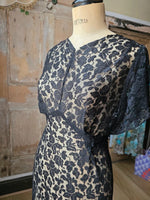 Load image into Gallery viewer, Antique Lace Maxi dress Vintage 1930s Black Lace Dress
