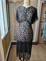 Load image into Gallery viewer, Antique Lace Maxi dress Vintage 1930s Black Lace Dress
