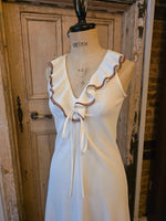Load image into Gallery viewer, Vintage 1970s Cream Ruffle Maxi Dress UK8
