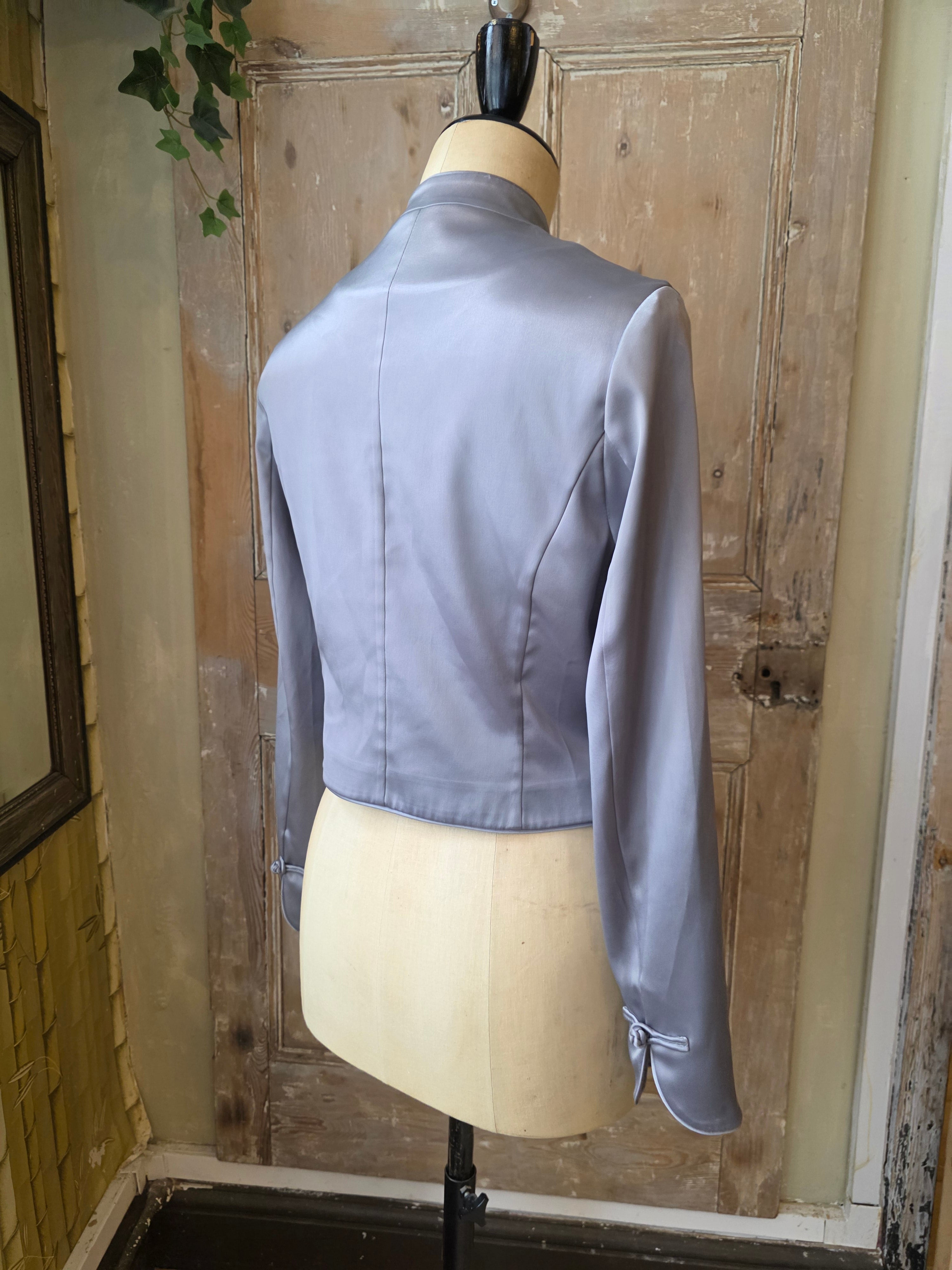 Vintage 90s Silver Oriental Style Satin Jacket by Y2K Collection – UK 10/12