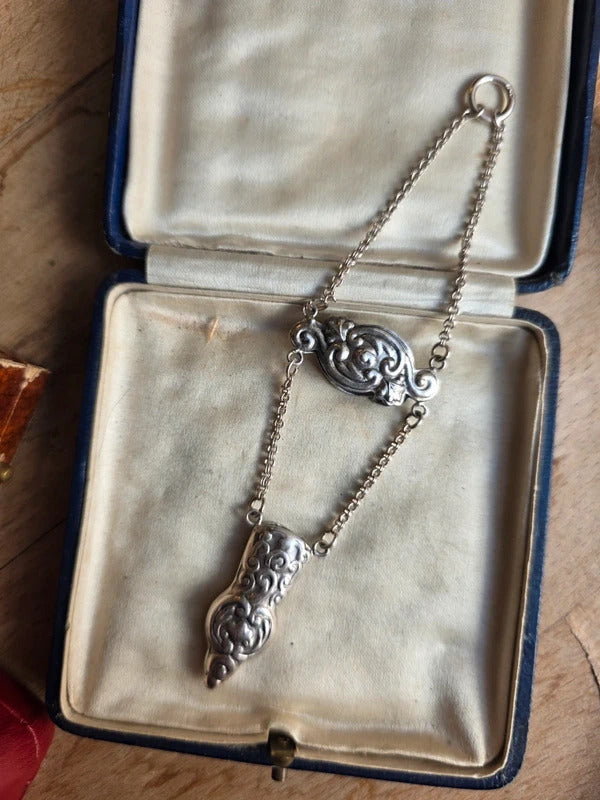 Antique Victorian Style Sterling Silver 925 Scissor Case Chatelaine