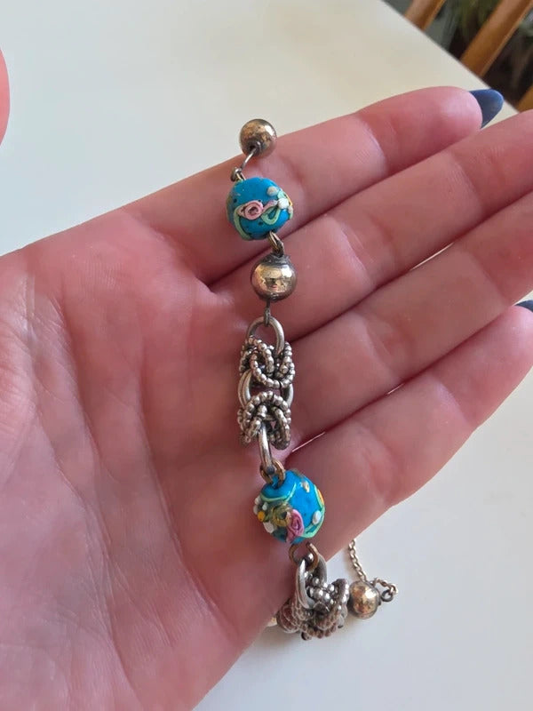 Vintage aet deco Murano Wedding Cake Bead Necklace
