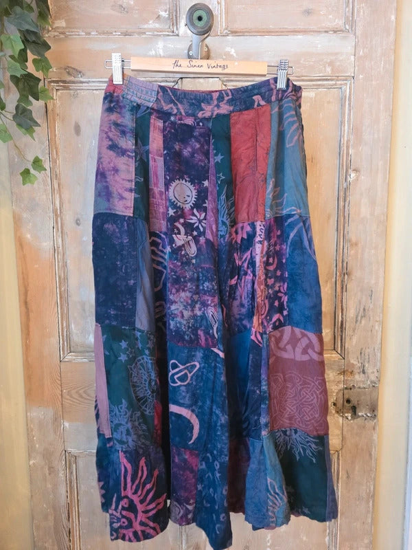 Vintage 1990s Rayon hippy boho skirt uk10