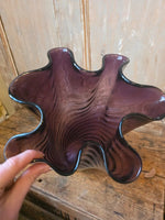 Load image into Gallery viewer, Vintage LSA Large Hand Blown Glass Vase – Amethyst – Ruffled Rim
