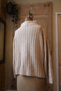 Vintage 1980s cream wool mix jumper - boat neck -  Neutral winter wear