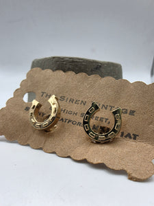 Vintage 1950s horse shoe equestrian gold tone cufflinks