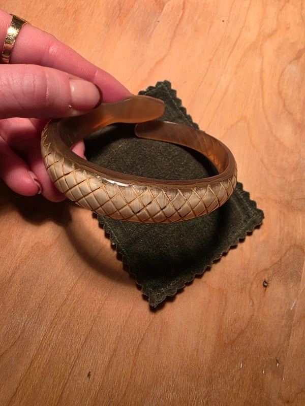 Vintage Art Deco Carved Snake Bangle Bracelet