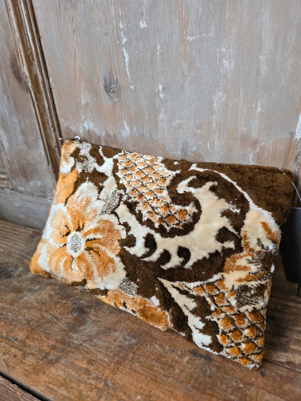 Handmade Moroccan Upcycled Fabric Makeup Bag – Velvet Pouch