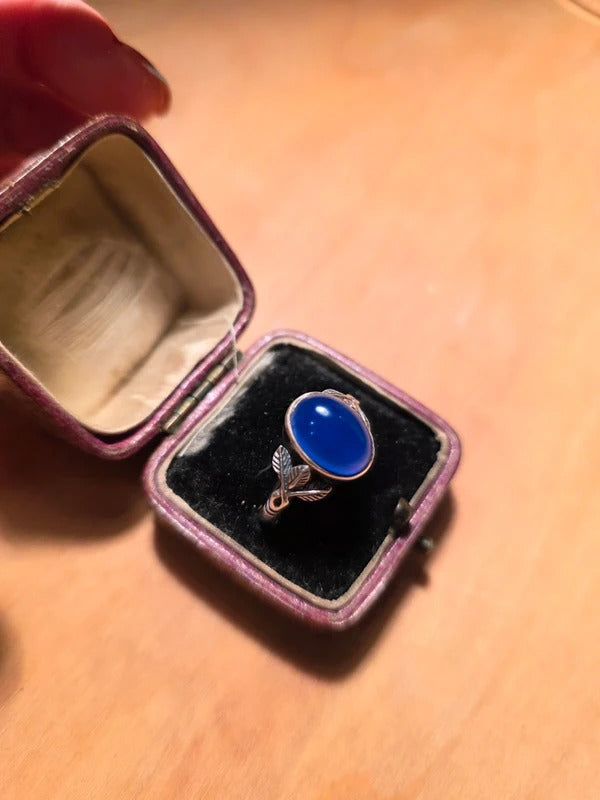 Vintage Sterling Silver Blue Chalcedony Ring – Size V