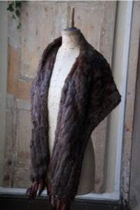 Vintage 1940s Ermine brown fur shawl - wrap -  Goodwood revival