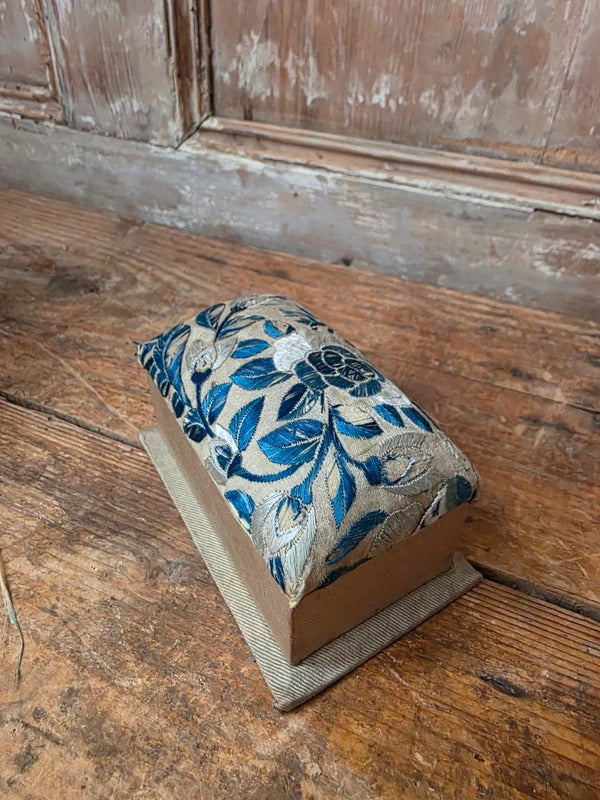 Victorian Silk Needlepoint Sewing Box / Trinket Box