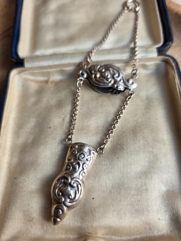 Antique Victorian Style Sterling Silver 925 Scissor Case Chatelaine