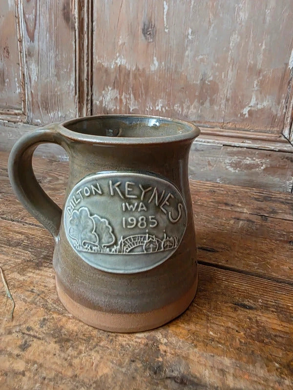 Vintage Milton Keynes Pottery Mug – 1985 Commemorative Stoneware Tankard