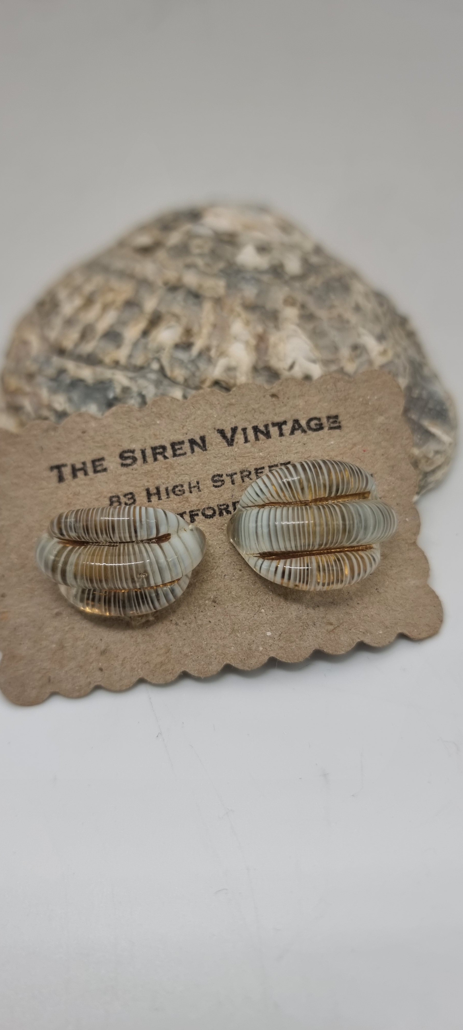 Vintage 1930s venetian glass clip on screw back earrings