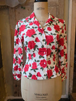 Load image into Gallery viewer, Vintage 1980s/90s Joliet Red Rose Print Blouse approx UK 12
