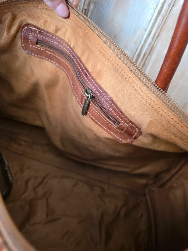 New Handmade Wool Leather Travel Bag Kilim Weekender Overnight Holdall