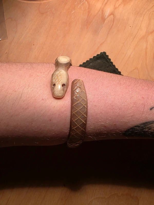 Vintage Art Deco Carved Snake Bangle Bracelet
