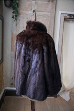 Load image into Gallery viewer, Vintage 1950s dark Mink sleek fur coat - original swing - brown mink

