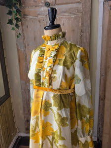 Vintage 1970s California The Look of Love Sunflower Maxi Dress – UK 14/16