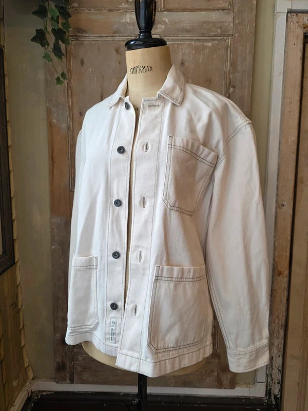 Vintage-Style 1950s White Denim Chore Jacket – NEXT