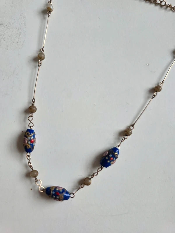 Vintage deco Wedding Cake Bead Necklace with Glass & Faux Pearl Detail