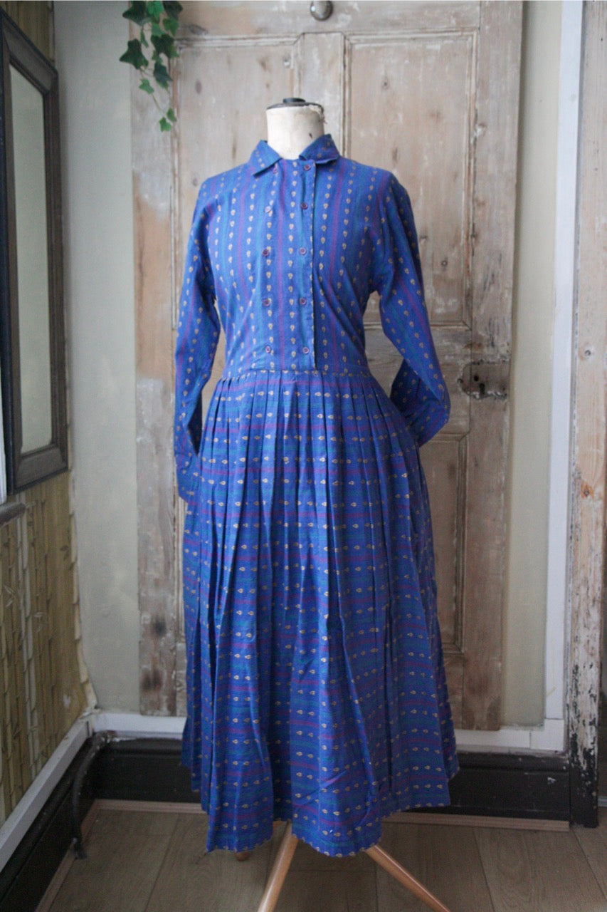 Vintage 1980s indian cotton woven embroidery dress - Monsoon - UK14