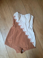 Load image into Gallery viewer, Vintage 1950s two-tone swimsuit strapless embroidered pin-up bathing suit
