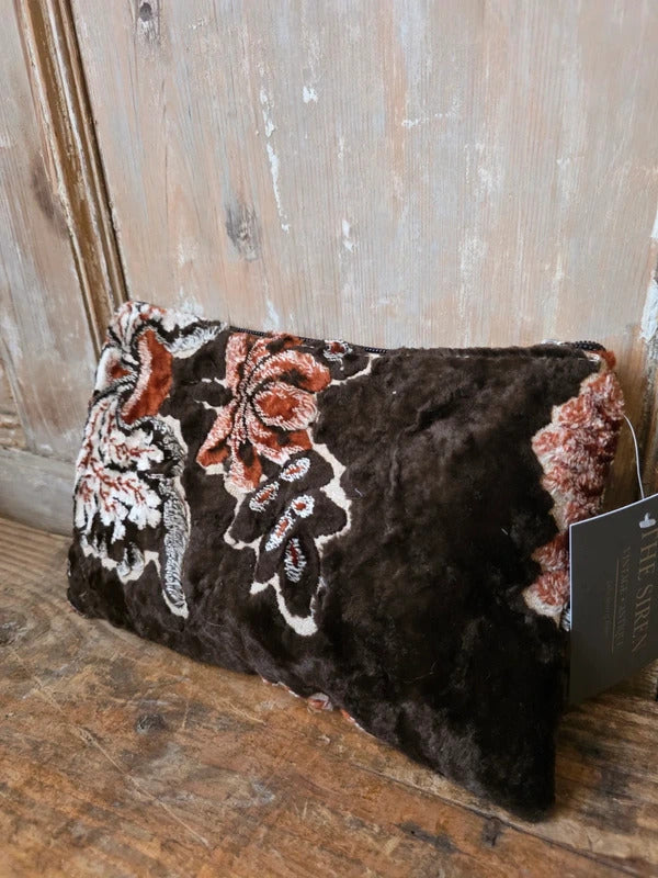 Handmade Moroccan Upcycled Fabric Makeup Bag – Velvet Pouch