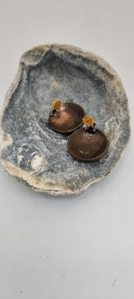 Load image into Gallery viewer, Vintage copper trench art earrings clip on earrings

