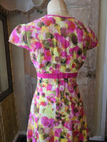 Load image into Gallery viewer, Vintage Y2K M&amp;S Pink &amp; Yellow Floral Linen Dress UK 12
