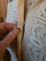 Load image into Gallery viewer, Vintage 1970s Cream Crochet Panel Maxi Dress with Belt UK10
