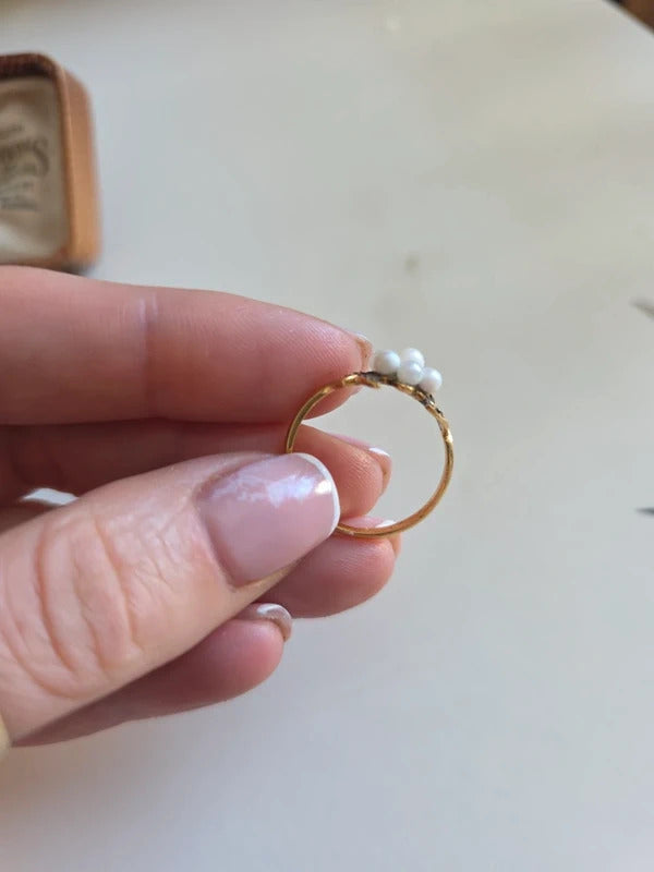 Antique Victorian/Edwardian 18ct Gold Pearl & Diamond Cluster Ring, circa 1890–1910