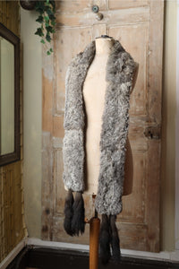 Vintage 1920s Chinchilla Fur Stole – Gatsby Era Grey Wrap – Long Luxury Scarf