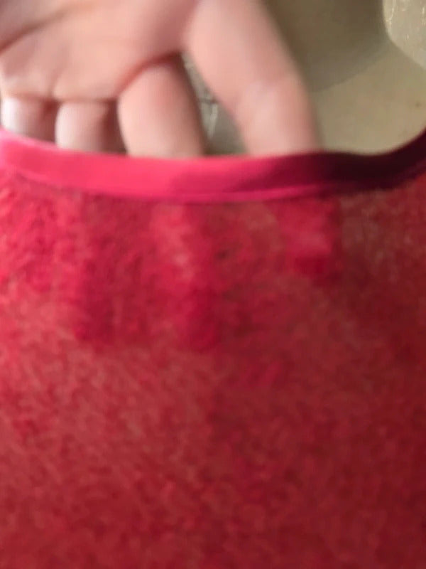 Vintage Red Italian Boucle Wool & Silk Sheer Jumper Large