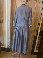 Load image into Gallery viewer, Vintage 1940s Clayburn Model London Dress – Drop Waist, Pleated Skirt, Button Front (UK 12–14)
