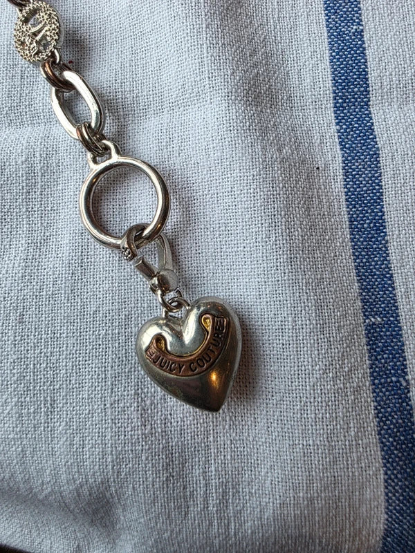 Y2k Juicy Couture Silver Tone Charm Bracelet – Heart Logo