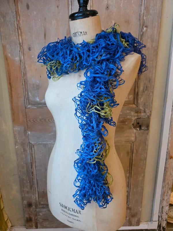 Vintage Y2K Ruffle Skinny Scarf | Crochet Knit Frilly Scarf | Boho Festival Accessory