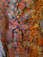 Load image into Gallery viewer, Vintage 1970s Bernard Frères Paris &amp; London romantic chiffon maxi dress.
