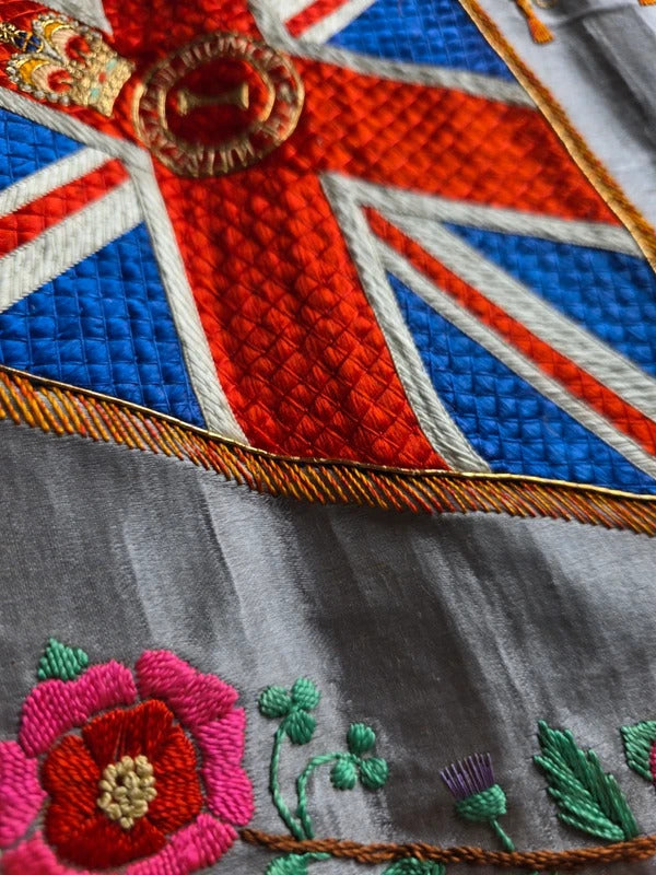 Antique WW1 silk embroidery The Buffs (Royal East Kent Regiment) Silk Regimental Panel