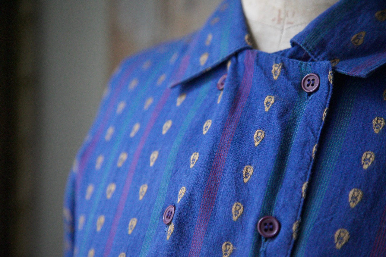Vintage 1980s indian cotton woven embroidery dress - Monsoon - UK14