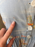 Load image into Gallery viewer, Vintage 1950s cotton novelty Dress Make Do And Mend Project UK12 Needs Repairs
