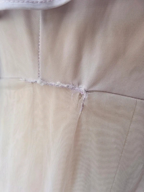 Lilac Maxi Nightgown Vintage 1970s Sheer Nylon with Lace Ruffle