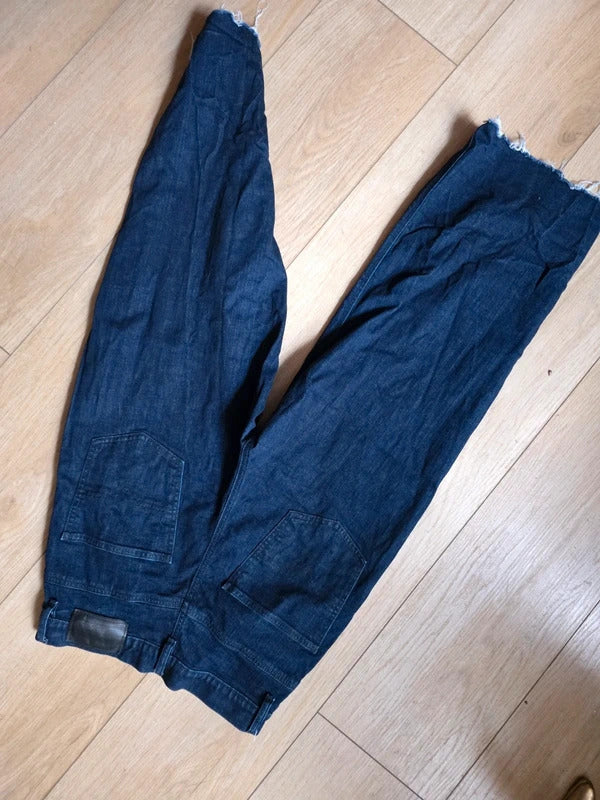 Diesel Raw Denim Cropped Wide Leg Jeans | Dark Indigo | UK 12 | W28 L32
