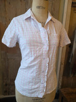 Load image into Gallery viewer, Vintage Y2K Cotton Traders Pink fitted Check Seersucker Popper Shirt UK 12
