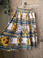 Load image into Gallery viewer, Vintage Late 1940s Yellow Rose Skirt – Make Do and Mend – Bold Floral – UK12
