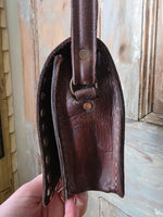 Load image into Gallery viewer, Handmade Brown Leather Studded Shoulder Bag Boho Festival Crossbody Red Gem Detail
