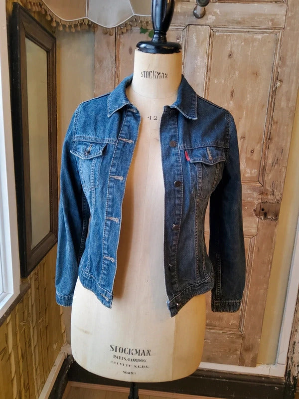 Vintage McLady Denim Jacket Japanese Denim Fitted Trucker UK 10