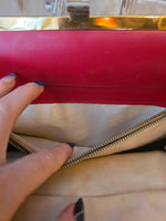 Load image into Gallery viewer, Vintage 1960s Red Leather Handbag | Structured Top Handle Bag | Mod Mid Century
