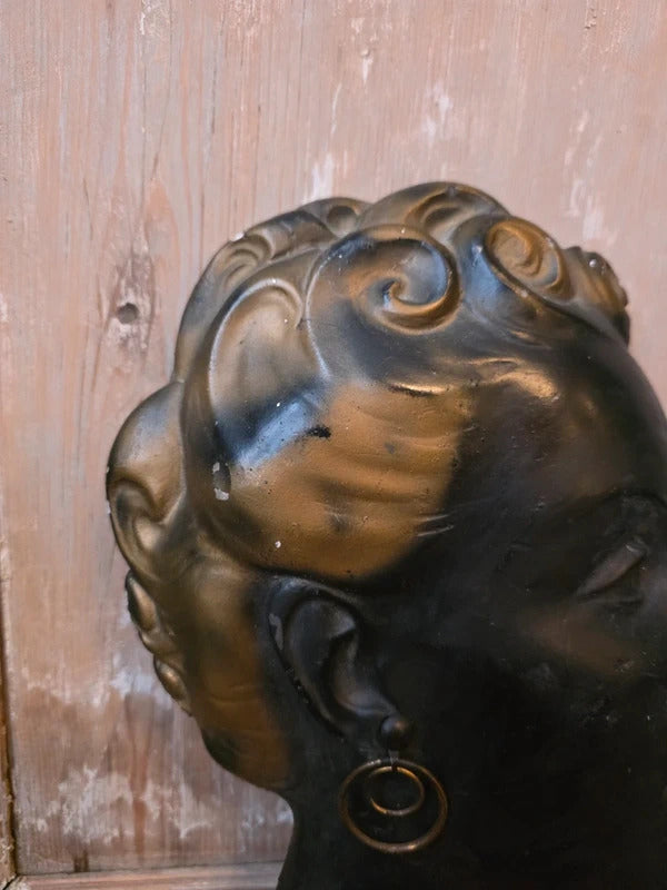 Vintage Art Deco Style Chalkware Female Bust – 1930s/40s Wall Mask